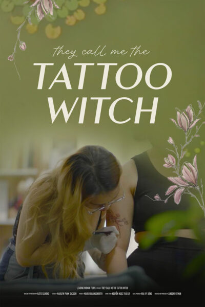 A poster for the film. A tattoo artist working on a client's tattoo.