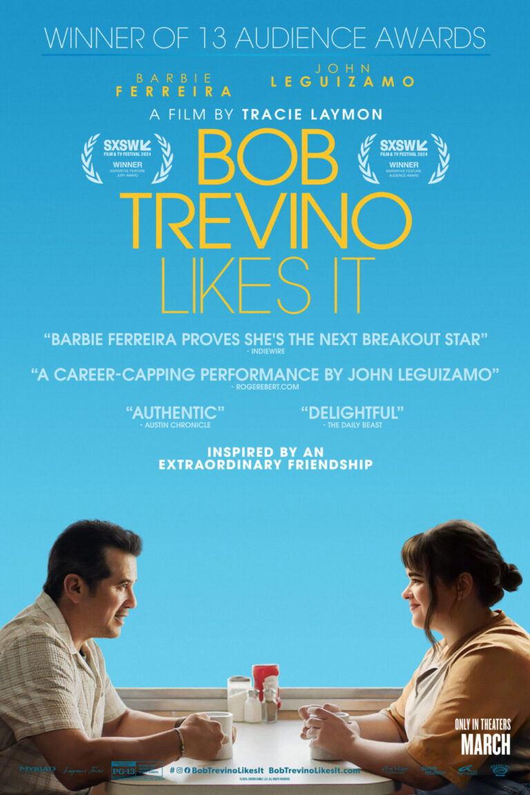 A man and a woman sit across from each other at a diner table, with the text "Bob Trevino Likes It" above them.